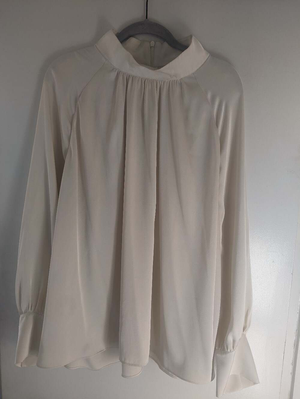 Drapey Cream Silky Blouse